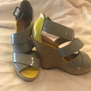 Grey and yellow wedges, beautiful - barely worn!